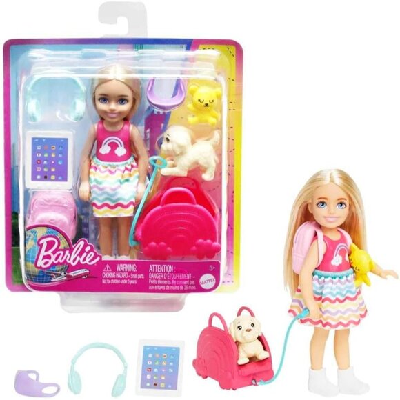 🆕Barbie Chelsea Small Doll Accessories, Travel Set with Puppy Pet & Backpack - Picture 7 of 8